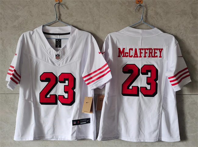Women's San Francisco 49ers #23 Christian McCaffrey New White F.U.S.E Vapor Untouchable Stitched Jersey(Run Small)